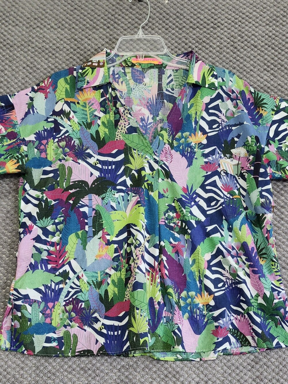 Vilagallo Floral Tropical Print Shirt M - Green, Pink, Blue, Beach Tropical